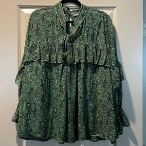 Lucky Brand Ruffle Paisley Floral Blouse